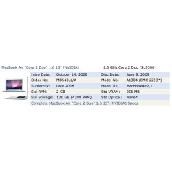 A1304 - Cargador para Macbook Air a 1,6Ghz Modelo MB543LL/A