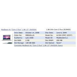 A1304 - Cargador para Macbook Air a 1,86Ghz Modelo MB940LL/A finales de 2008