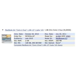 A1369 - Charger for Macbook Air 13.3 "1.86GHz EMC 2392 at End of 2010