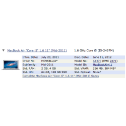 A1370 - Charger for Macbook Air 11.6" to 1.6GHz EMC 2471 to mid 2011