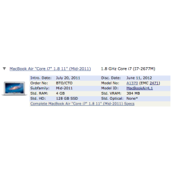 A1370 - Cargador para Macbook Air 11,6" Core i7 a 1,8Ghz EMC 2471 Mediados de 2011