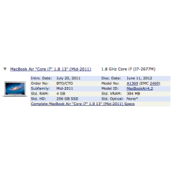 A1369 - Cargador para Macbook Air 13" Core i5 a 1,7ghz EMC 2469 Mediados 2011